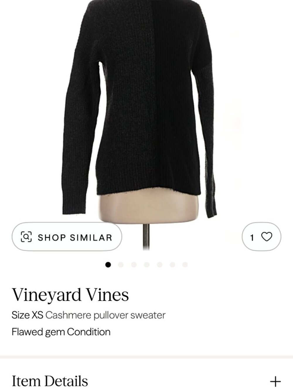 Vineyard Vines Black Cashmere Mock Neck Sweater XS